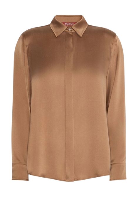 Max Mara Studio Women's MSTXERO Tan Leather Silk Satin Menswear Shirt Max Mara Studio |  | 2626116022600094